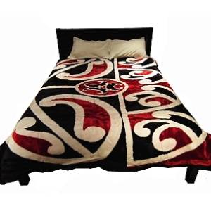 Maori Pattern Red Mink Blanket King
