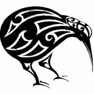 Maori Style Kiwi Bird Black Car Sticker