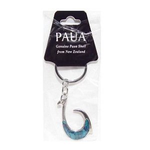 Paua Keyring Fish Hook Open