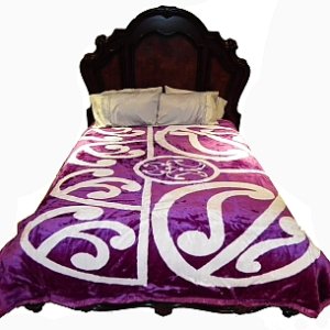 Maori Pattern Purple Mink Blanket King