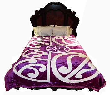 Maori Pattern Purple Mink Blanket King Maori Pattern Purple Mink Blanket King