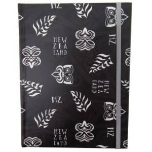Notebook with Tikis and Ferns Black