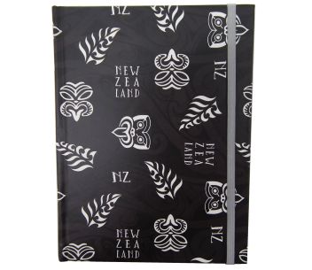 Notebook with Tikis and Ferns Black