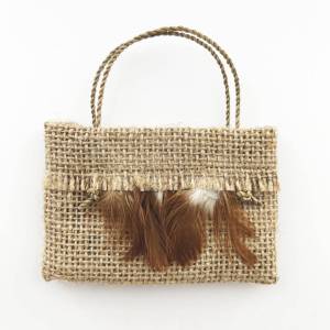 Kete Small Natural with Brown Feathers
